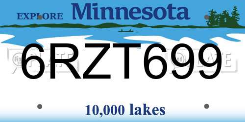 6RZT699 Minnesota License Plate