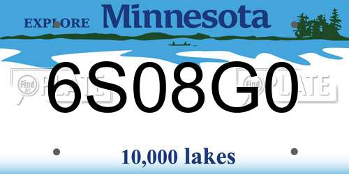 6S08G0 Minnesota License Plate
