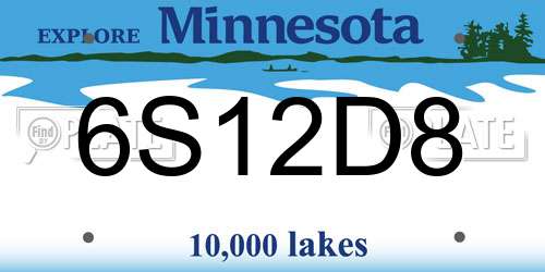 6S12D8 Minnesota License Plate