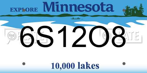 6S12O8 Minnesota License Plate