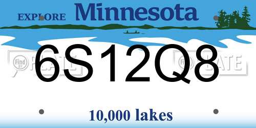 6S12Q8 Minnesota License Plate