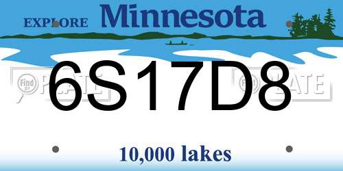 6S17D8 Minnesota License Plate