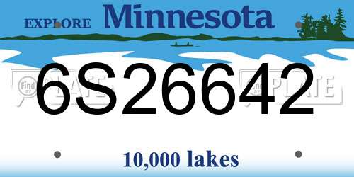 6S26642 Minnesota License Plate