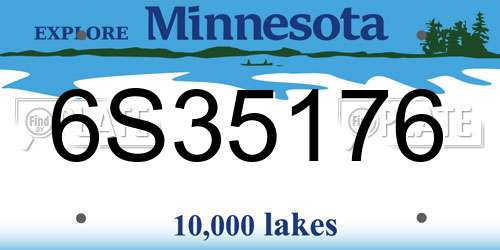 6S35176 Minnesota License Plate