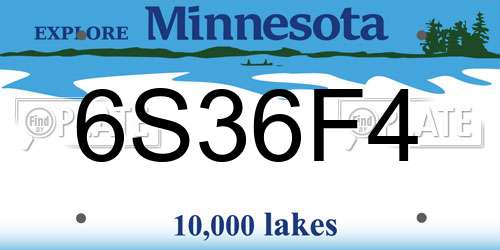 6S36F4 Minnesota License Plate