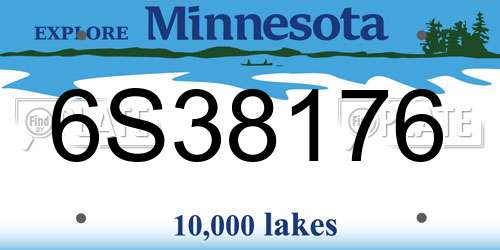 6S38176 Minnesota License Plate