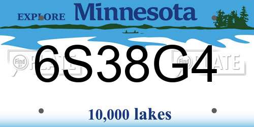 6S38G4 Minnesota License Plate
