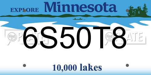 6S50T8 Minnesota License Plate