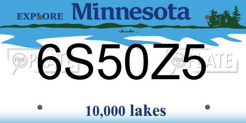 6S50Z5 Minnesota License Plate