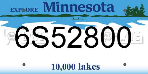 6S52800 Minnesota License Plate