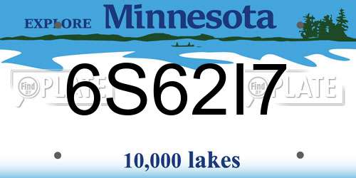 6S62I7 Minnesota License Plate