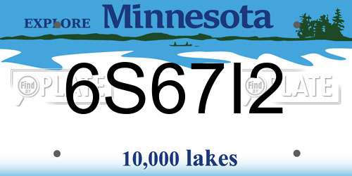 6S67I2 Minnesota License Plate