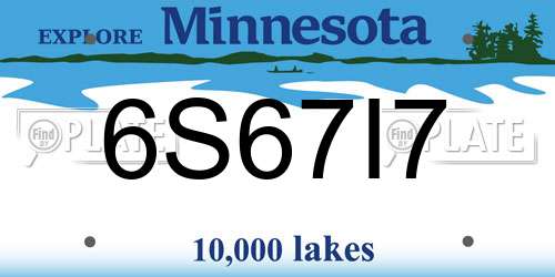 6S67I7 Minnesota License Plate