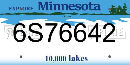 6S76642 Minnesota License Plate