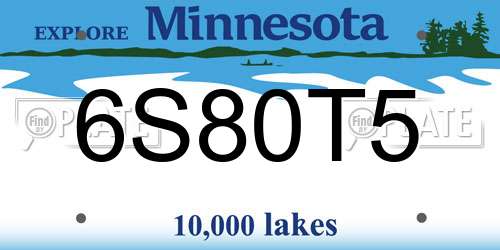 6S80T5 Minnesota License Plate