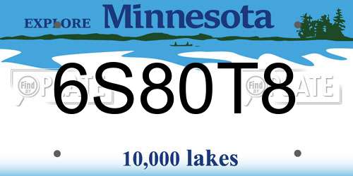 6S80T8 Minnesota License Plate