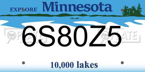 6S80Z5 Minnesota License Plate