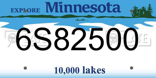 6S82500 Minnesota License Plate