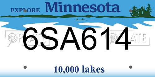 6SA614 Minnesota License Plate