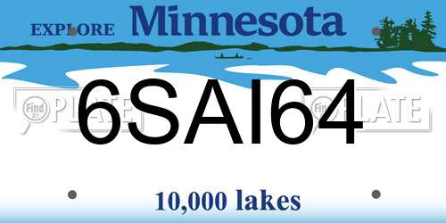 6SAI64 Minnesota License Plate