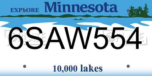 6SAW554 Minnesota License Plate