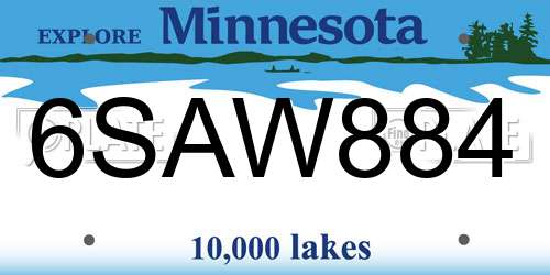 6SAW884 Minnesota License Plate