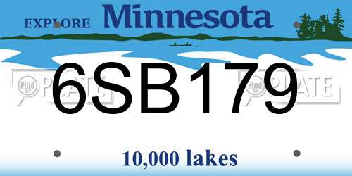 6SB179 Minnesota License Plate