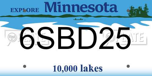 6SBD25 Minnesota License Plate