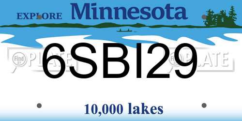 6SBI29 Minnesota License Plate