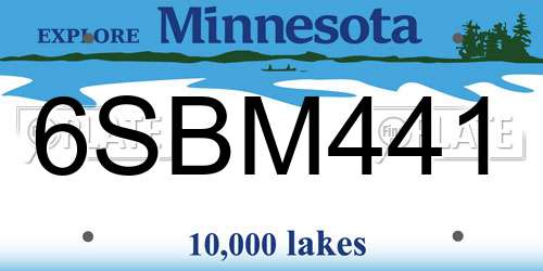 6SBM441 Minnesota License Plate