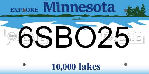 6SBO25 Minnesota License Plate