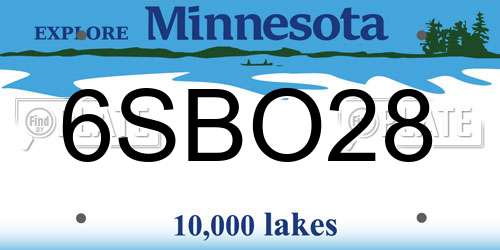 6SBO28 Minnesota License Plate