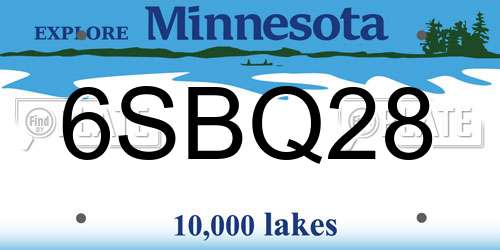6SBQ28 Minnesota License Plate