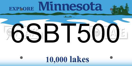 6SBT500 Minnesota License Plate
