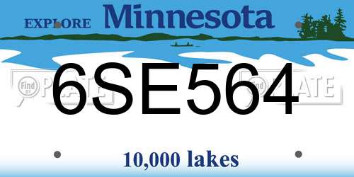 6SE564 Minnesota License Plate
