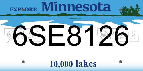 6SE8126 Minnesota License Plate