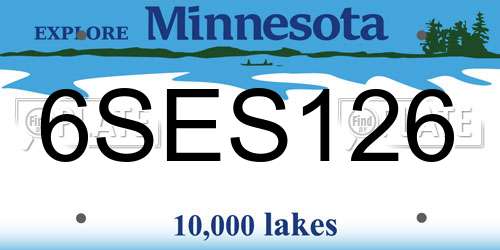 6SES126 Minnesota License Plate