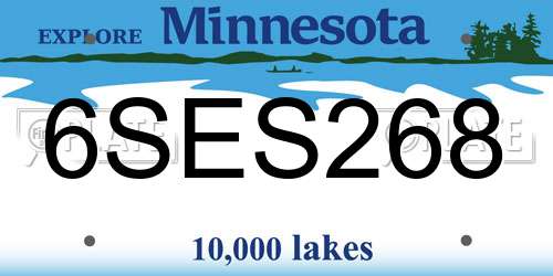 6SES268 Minnesota License Plate