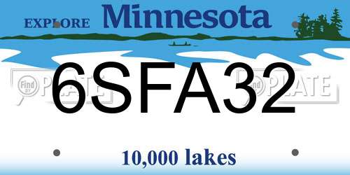 6SFA32 Minnesota License Plate