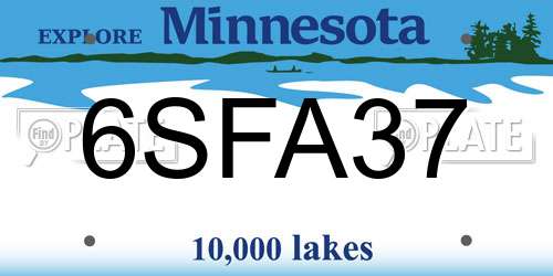 6SFA37 Minnesota License Plate