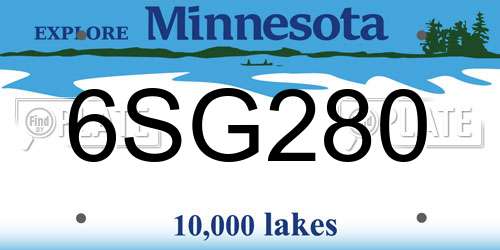 6SG280 Minnesota License Plate