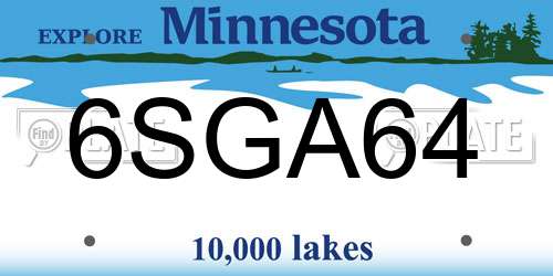 6SGA64 Minnesota License Plate
