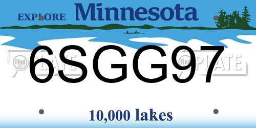 6SGG97 Minnesota License Plate