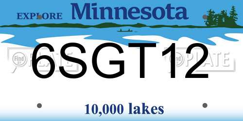 6SGT12 Minnesota License Plate