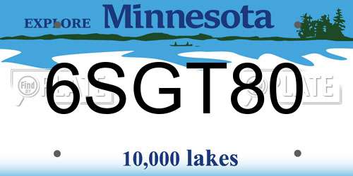 6SGT80 Minnesota License Plate