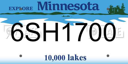 6SH1700 Minnesota License Plate