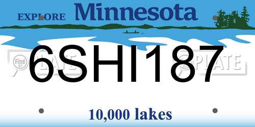 6SHI187 Minnesota License Plate