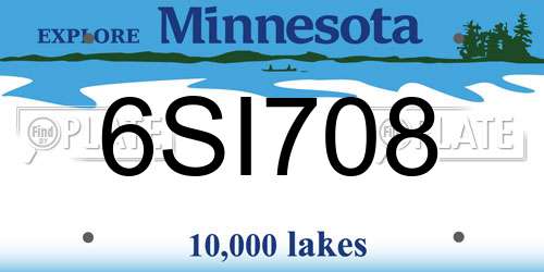 6SI708 Minnesota License Plate