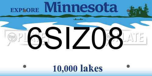 6SIZ08 Minnesota License Plate