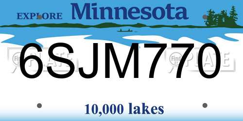 6SJM770 Minnesota License Plate